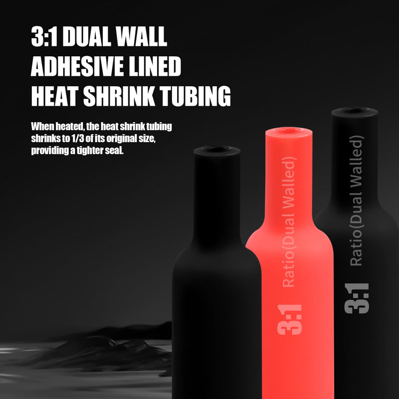 1/8" 3:1 Heat Shrink Tubing Roll, Dual Wall Adhesive Lined Wire Heat Shrink Tube Insulation Sealing Waterproof Oil-Proof Anti-Friction (Orange, 16.4ft) Orange 3.2mm(1/8")-16.4ft