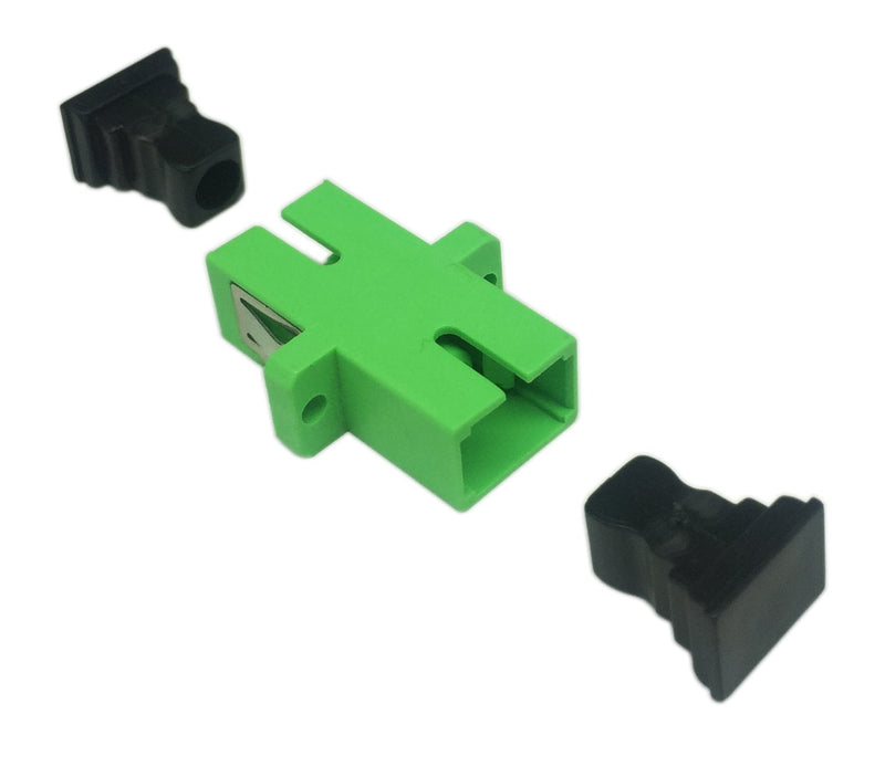 CERRXIAN SC Fiber Optic Adapter Female to Female APC Simplex Single Mode Fiber Optical Coupler Network Internet Connector Adapter with Mount Panel (Green 5-Pack)