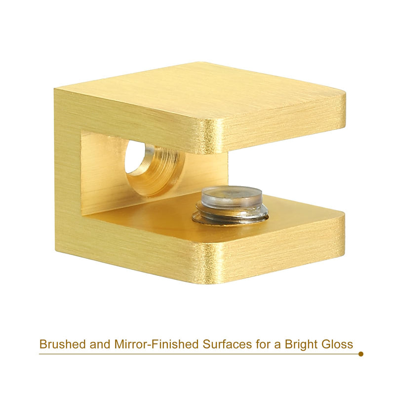 Uxcell Brass Glass Shelf Clamp - 10Pcs Adjustable Bracket Support Holder for 5-8mm Thick Glass, Gold