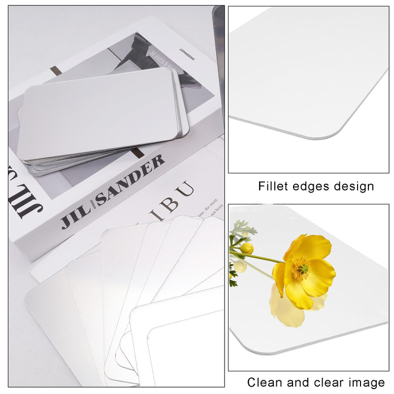 32Pcs School Shatter Proof Plastic Mirrors 4 x 6 Inch Self Adhesive Acrylic Mirror Small Flexible Mirror Sheets Wall Stickers Round Corners Double Sided Protective Film Supply for Classroom 4 x 6 Inches 32