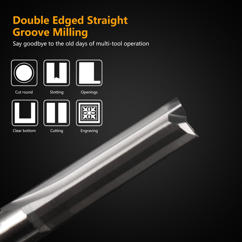 CNC Straight Router Bit 1/8 Inch Shank 1/16 Cutting Dia Router Bit Straight Flute Carbide End Mill Cutter 2-Flute Carbide CNC bit for Woodworking 10 Pack