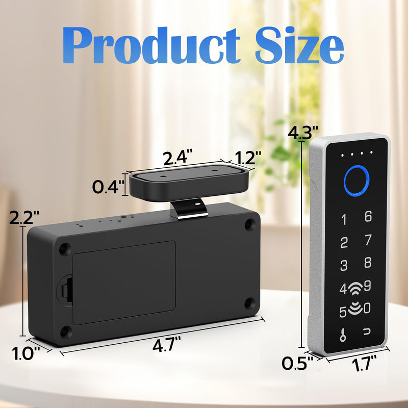 Eseesmart Smart Cabinet Lock, Magnetic Digital Electronic RFID Keyless Bluetooth Child Safety Baby Proofing Safe Drawer Locks for Adults Cupboard Closet Liquor File Dresser Desk Silver Vertical