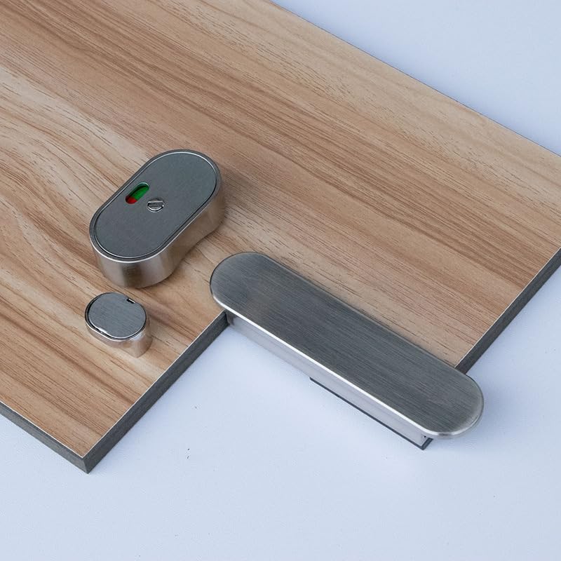Door Lock Indicator,Bathroom Toilet Door Lock，Public Toilet Left and Right Push Lock withThe Vacant (Green) / Engaged (red) Indicator（Silver ）