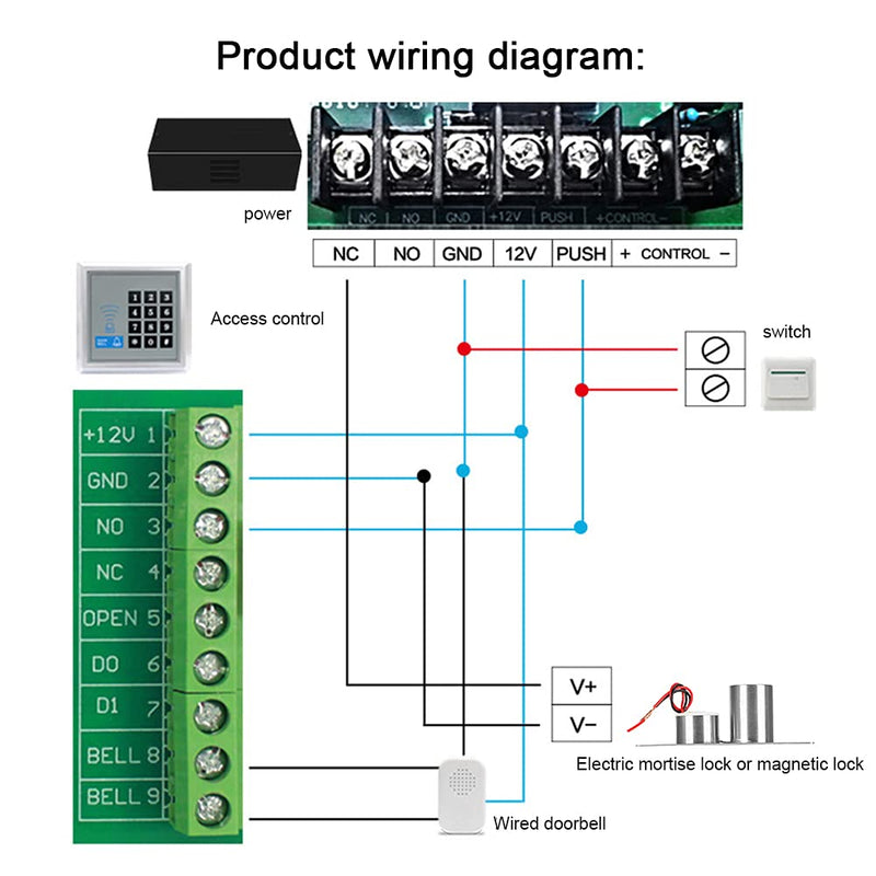 Electric Drop Bolt Lock, DC12V 2-Wire Mini Embedded Mortise Lock Glass Door Security Access Control System