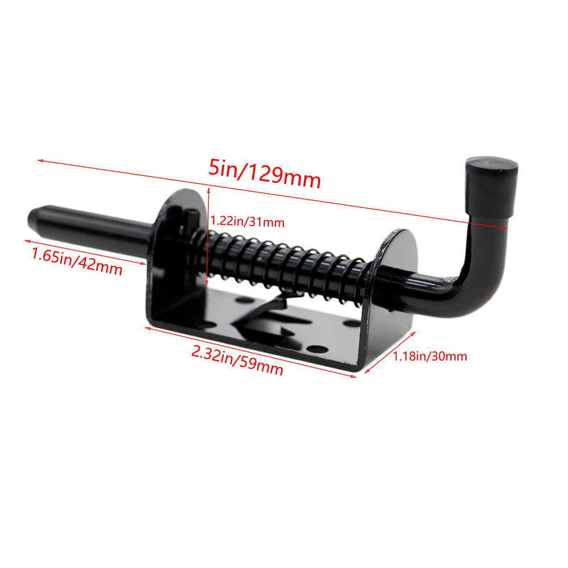 2 Packs 5 Inch Spring Loaded Barrel Bolt Latch Pin, Heavy Duty Steel Sliding Door Lock for Doors/Cabinets/Chests, 2mm Thickened Interior and Outdoor Solid Hardware Latch 2