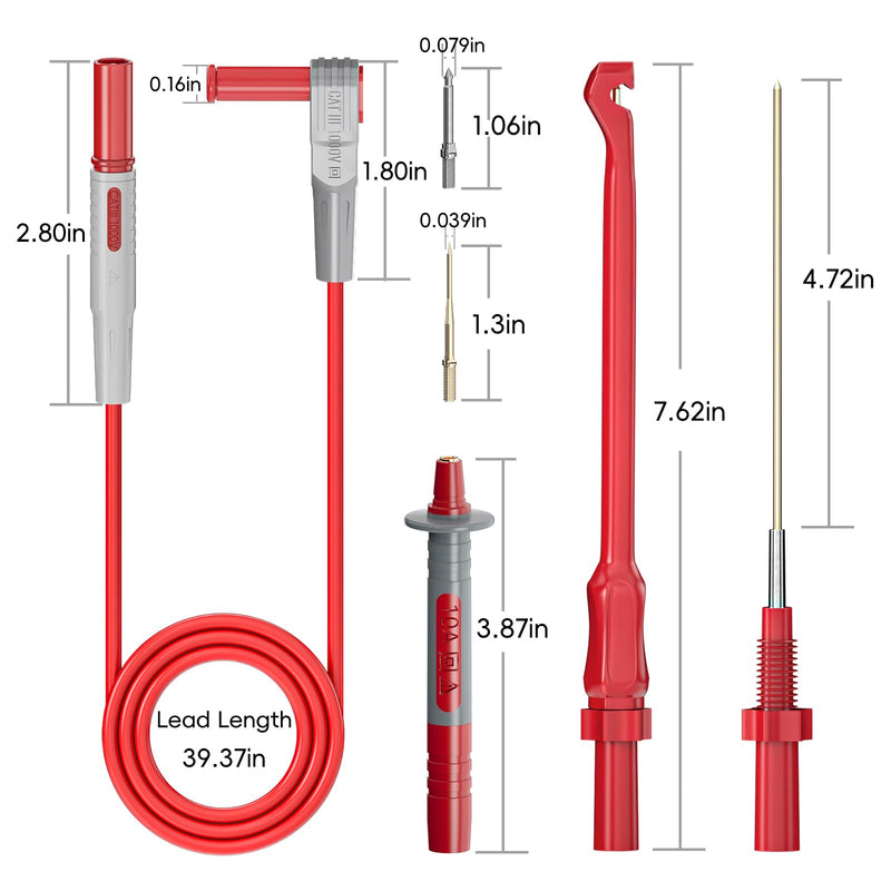 Goupchn Multimeter Automotive Test Leads Kit with Wire Piercing Clip Puncture Probes 4mm Banana Plug Extension Test Cable Set P1033B
