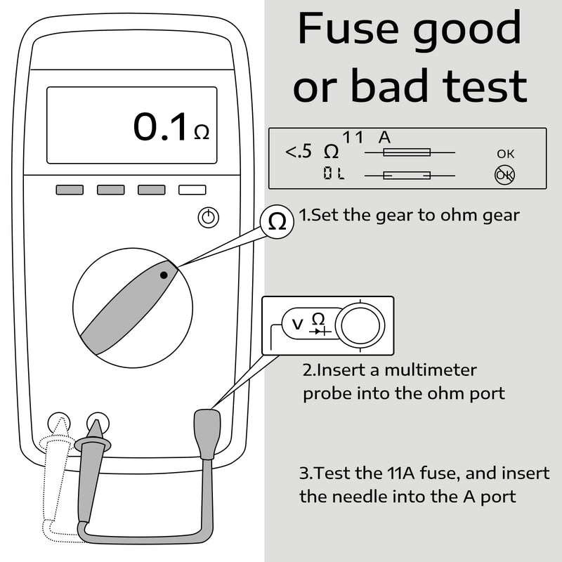 Kingdder Digital Multimeter Fuse Dmm-11A 11A 1000V DMM Replacement Fuse Fast Acting DMM Fuse Replacement Agent Fuse 10 x 38 mm, 3/8 Inch x 1-1/2 Inch (5) 5