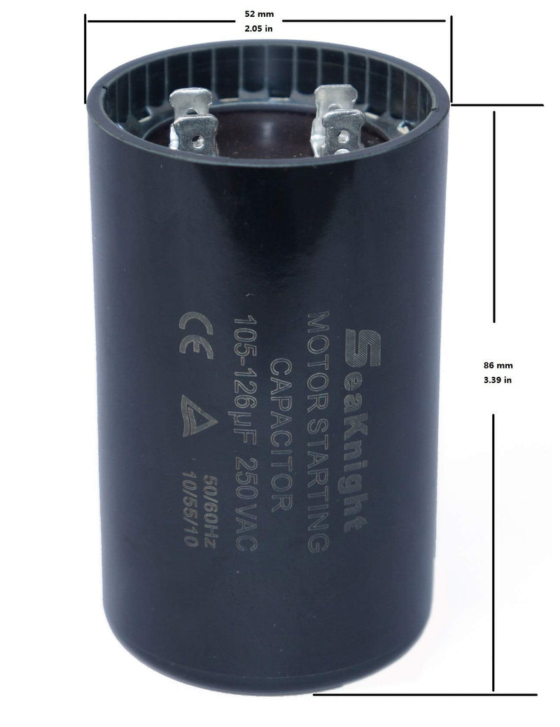 105-126 MFD (uF) Motor Start Capacitor Compatible for Franklin Control Box 2823008110, 2823018110, 2801084915, 2823018310, 2823508110 1.0 1.5 and 2 HP Well Pump and Others