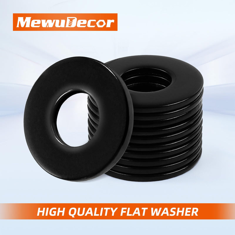 1/4" ID x 3/4" OD Stainless Flat Washers, 0.327" ID x 0.75" OD x 0.06" Thick, Stainless Steel 18-8 (304), Black Finish Metal Washer, 100 PCS 1/4" ID x 3/4" OD