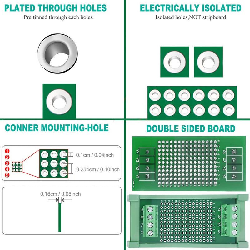 Prototype 72×30mm PCB Board with DIN Rail Mounting Carrier Housing Compatible with Arduino Kit for DIY Project Test Circuit PCB72×30mm