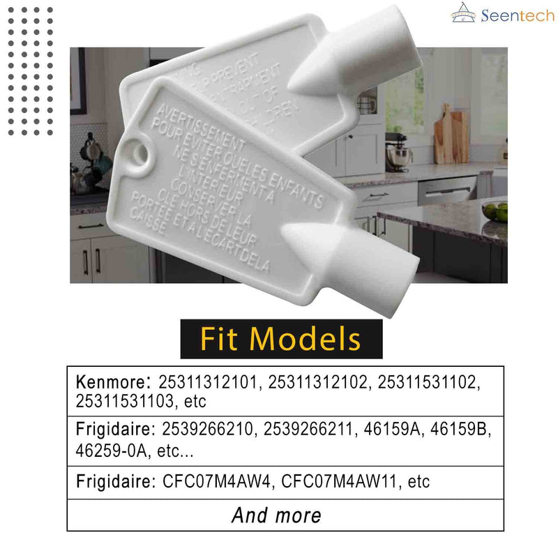 297147700 Door Key by Seentech - Compatible with Frigidaire Kenmore Elec-trolux Freezer Refrigerator – Replaces: AP4301346 PS1991481 216702900, 06599905, 08037402, 1259502 (Pack 2) Pack 2