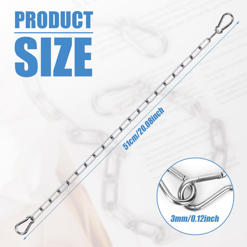 Gate Chain Lock, 20 Inch Stainless Steel Gate Link Chain Lock with Both-Ended Carabiners Chain Link Gate Latches for Outdoor Fences, Pet Cages, Dog Horse Goat Cow Corral Supplies