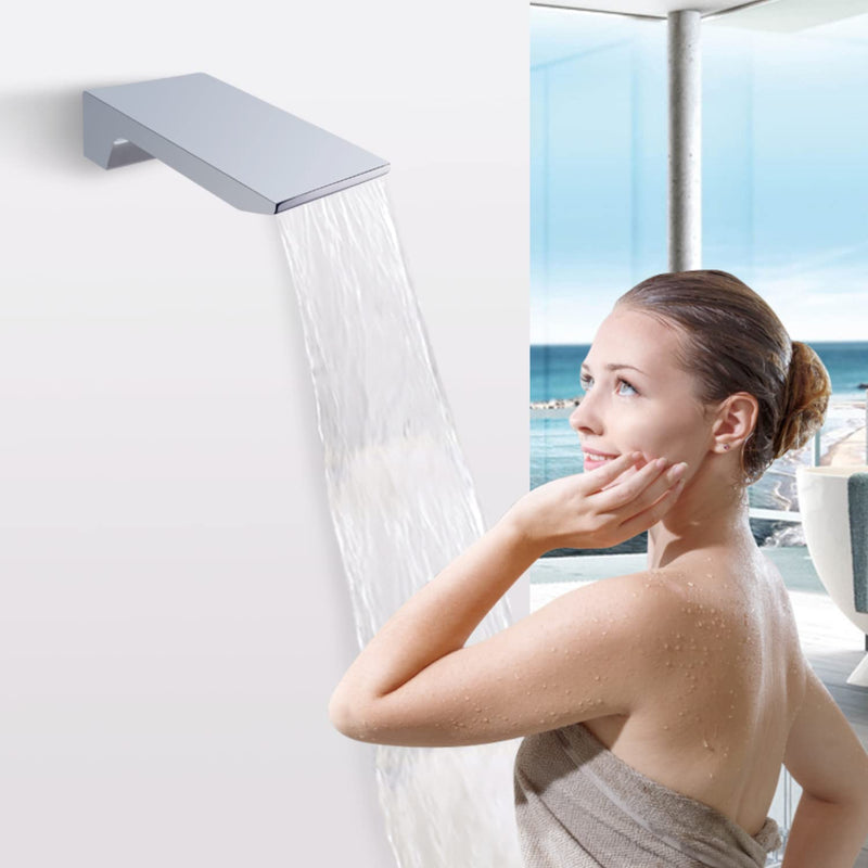 Wall Mount Waterfall Tub Spout High Flow Waterfall Bathtub Spout 1/2" NPT Connector Roman Bathtub Filler Faucet Replacement for Bathroom Vessel Faucet Sprayer, Chrome