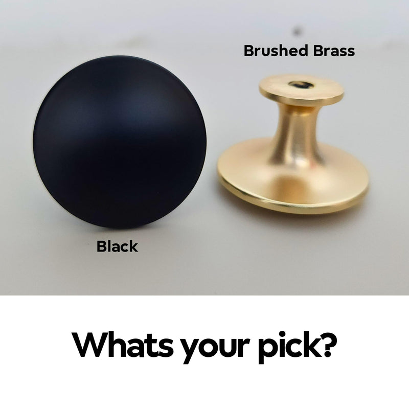 CAYBO Brushed Brass 1.24 inch / 31.5mm (Diameter) Slim Round Knobs for Bathroom, Kitchen, Office and Closet cabinets and Drawers 5 Pack 5 Pack 1.50"/38mm