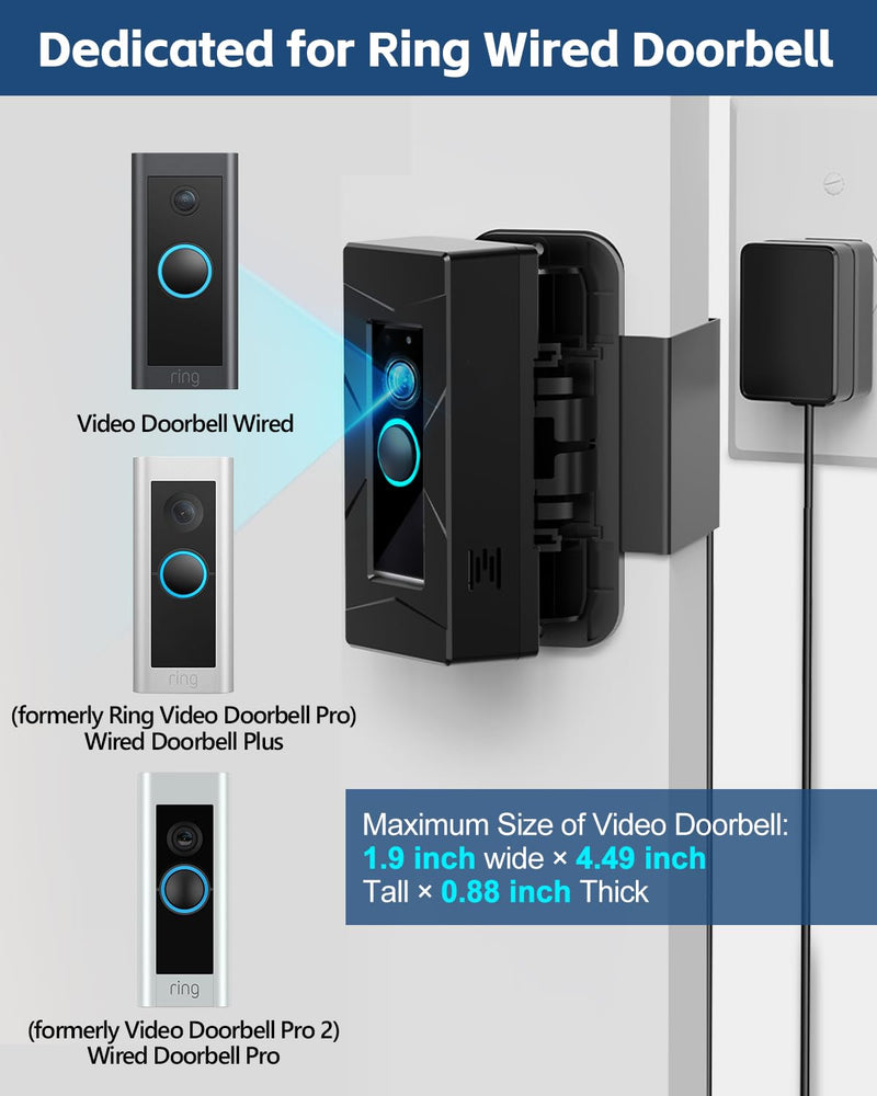 Drill-Free Anti-Theft Doorbell Bracket, Provide Power Through a 24V Transformer, with Rotating Camera Bracket (Doorbell Not Included) R Dedicated -Hanging Door