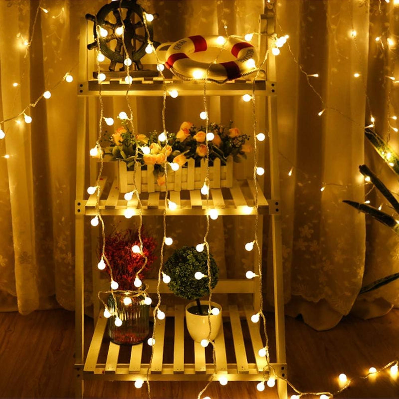 Battery Operated LED Globe String Lights, 2-Pack Total 52FT 120LEDs - Each 26FT 60LEDs 8 Mode Waterproof Christmas Fairy String Lights with Remote for Home Bedroom Garden Wedding Party Decoration Warm White/2-Pack