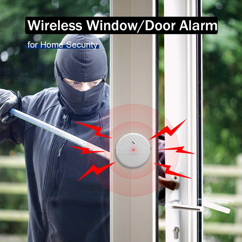 Wsdcam Glass Break Sensor Alarm 125dB Ultra-Slim Wireless Glass Break Detector Window Alarm Vibration Sensor for Home Window and Door Security (8) 8
