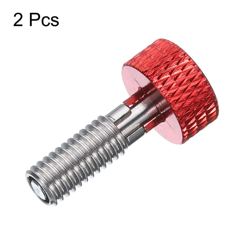 HARFINGTON 2pcs Spring Plunger with Knurled Handle M6x1 Pin Dia. 3mm Retractable Quick Release Pins Stainless Steel Lock Out Type Index Plunger for Industrial Equipment, Red