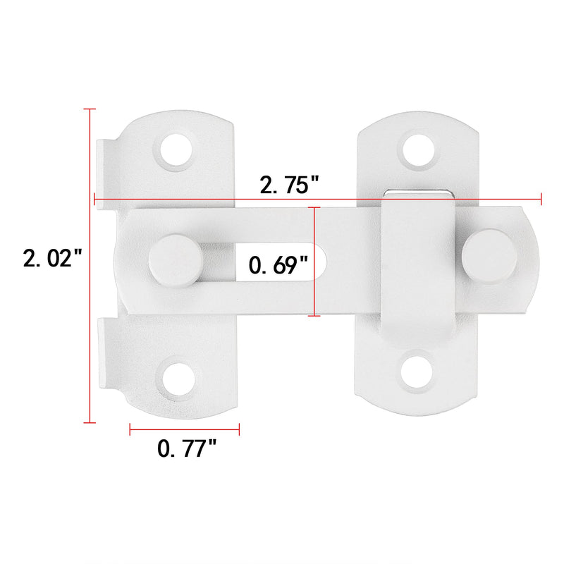 2 Packs Barn Door Latches，2.75” x 2.02” Matte White Stainless Steel barn gate flip Door Latch Bi-fold Door Lock,Sliding Door Lock Gate Latches Wine Cabinet Closet Door Latches，White Finish Small_Matte White_2 Pack