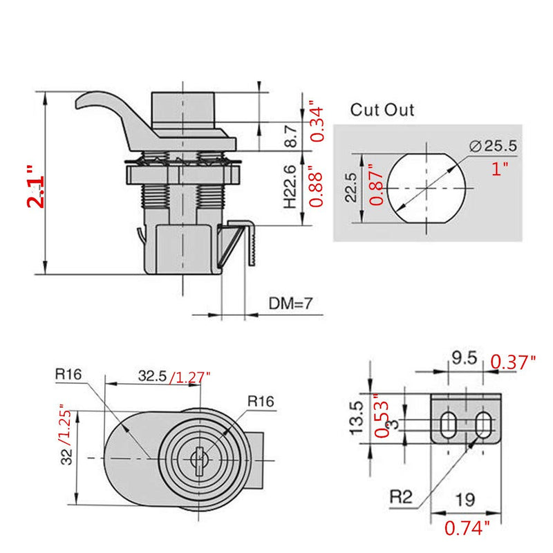WJSKDQ SZYNLIF Push Button Latch Locks Key Alike for Marine Boat Tool Box, Glovebox Electronic Box,Replace 2pcs
