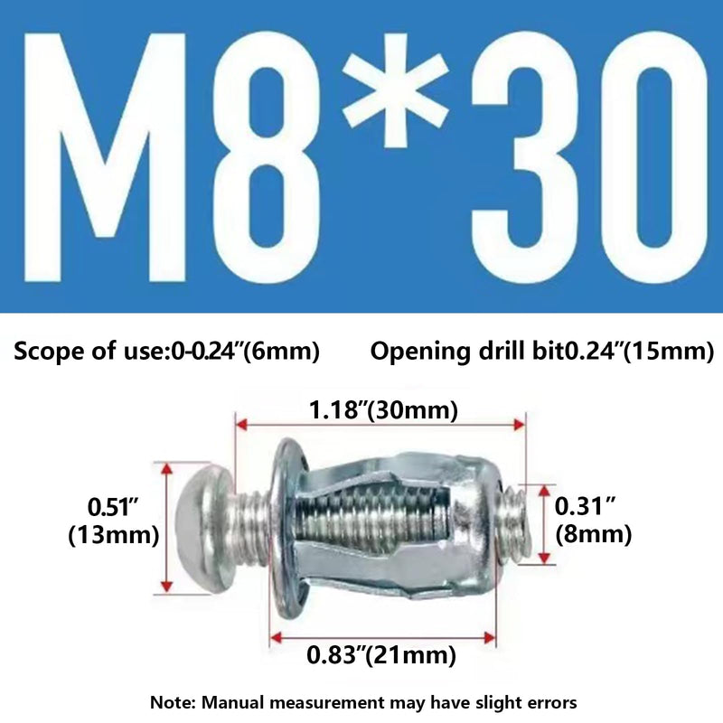 50pcs Tuercas De Remache De Petalo with Con Tornillos(M8-30),Jack Nuts,Hollow Metal Cavity Fixing Hollow Wall Anchors for Aluminium Cladding Sheet Steel Pipe.(50pcs/M8-30), M8-30 50