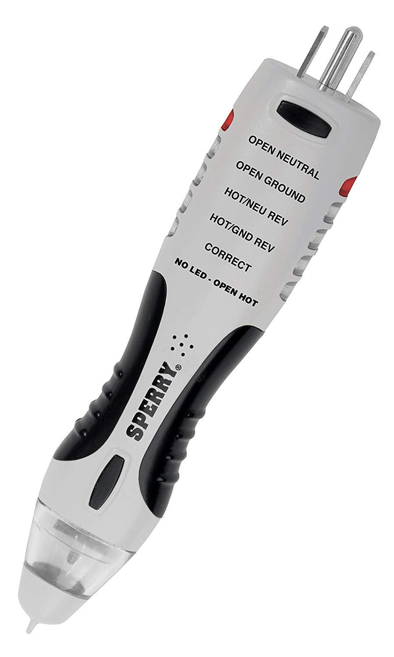 Sperry Instruments VD7504GFI DualCheck 2-in-1 Non-Contact Voltage Detector + GFCI Outlet Circuit Analyzer, 360° Visual & Audible Indicators, 50-1000V AC, 250 lb. Crush Rating