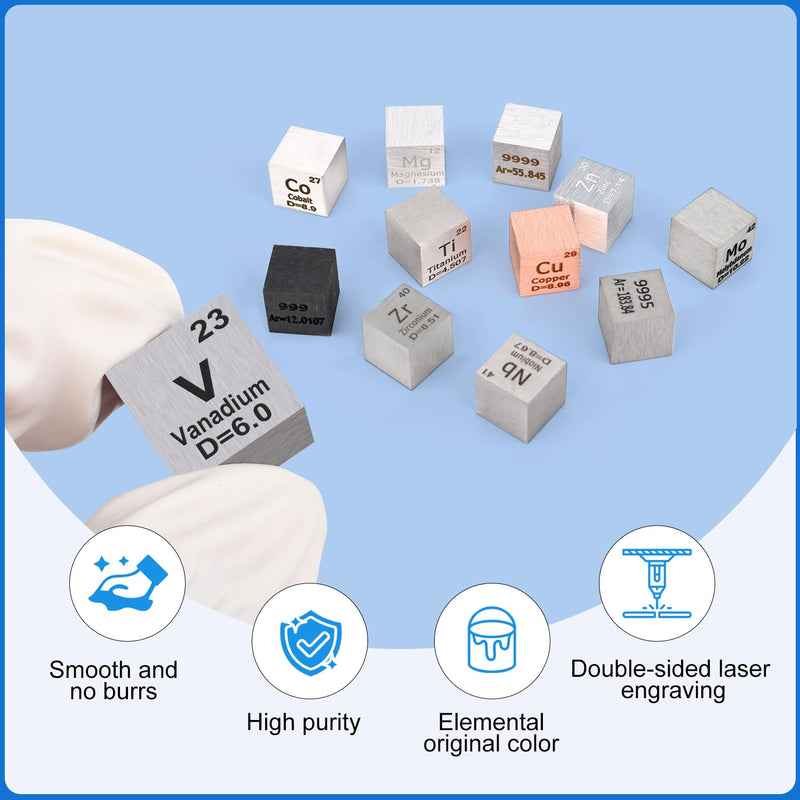 0.39" Vanadium Metal Element Cube 10MM Density Cubes 99.9% High Purity, Periodic Table of Elements Collection for Element Collections Hobbies, Pure Vanadium Cube(V 0.39 Inch) 0.39in