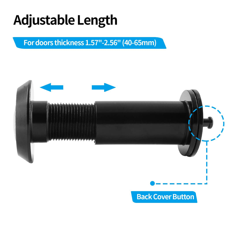 Safety Door Viewer Peephole, 200-Degree Door Viewer Front Door Peepholes with Heavy Duty Privacy Cover for 1.57"-2.95" Doors, Black Peep Holes for Home Office Black a