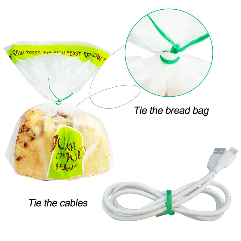 300 Pcs 6 Inch Twist Ties for Bags, Plant Ties, Breads Ties Twisty-tie, Climbing Plants Ties, Bags Cables Cords Ties, Heavy Duty, Soft Green PE, w. Reusable Mylar Ziplock Bag