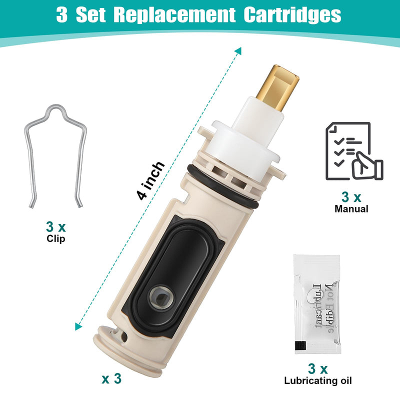 Enhon 3 Pack 1222 Replacement Cartridge Compatible with Moen with Puller, Tub Shower Cartridge Replacement Kit Compatible with Posi temp Faucet, Shower Repair Tool