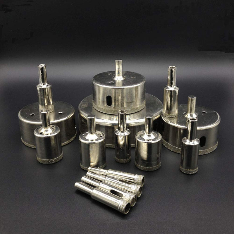 3 otters 15PCS Diamond Hole Saw Kit, Glass Drill Bits for Drilling Holes in Glass, Bottles, Marble, Granite Stone, Tile Cutting 0.24 Inch - 2 Inch（6mm - 50mm