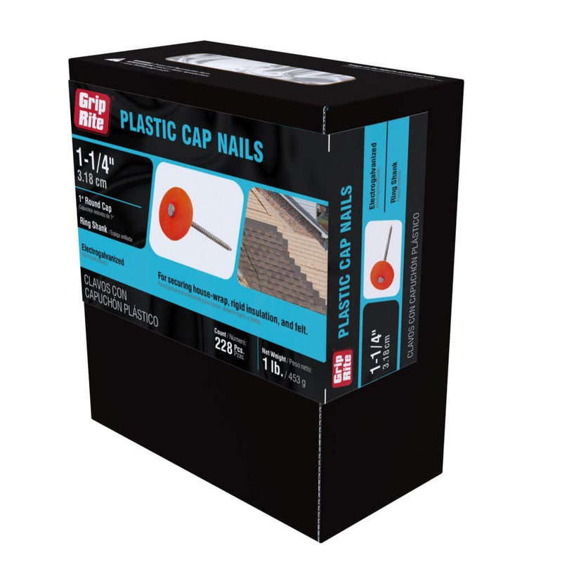 Grip-Rite 1 Lb 1-1/4" Plastic Cap Roofing Nails 114PRCAP1