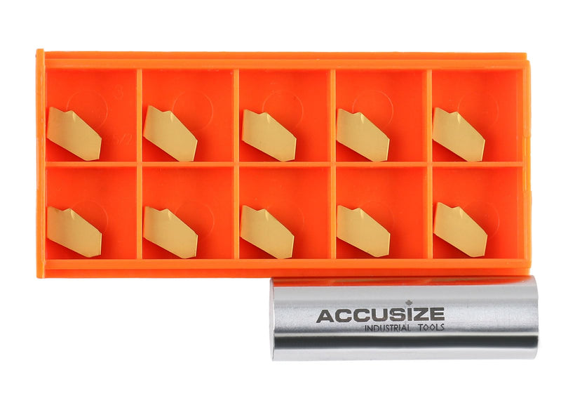 AccusizeTools - GTN-3, Self-Lock, Zero Degree Angle, Carbide Inserts TiN Coated 10 Pcs/Box, 2403-2004x10