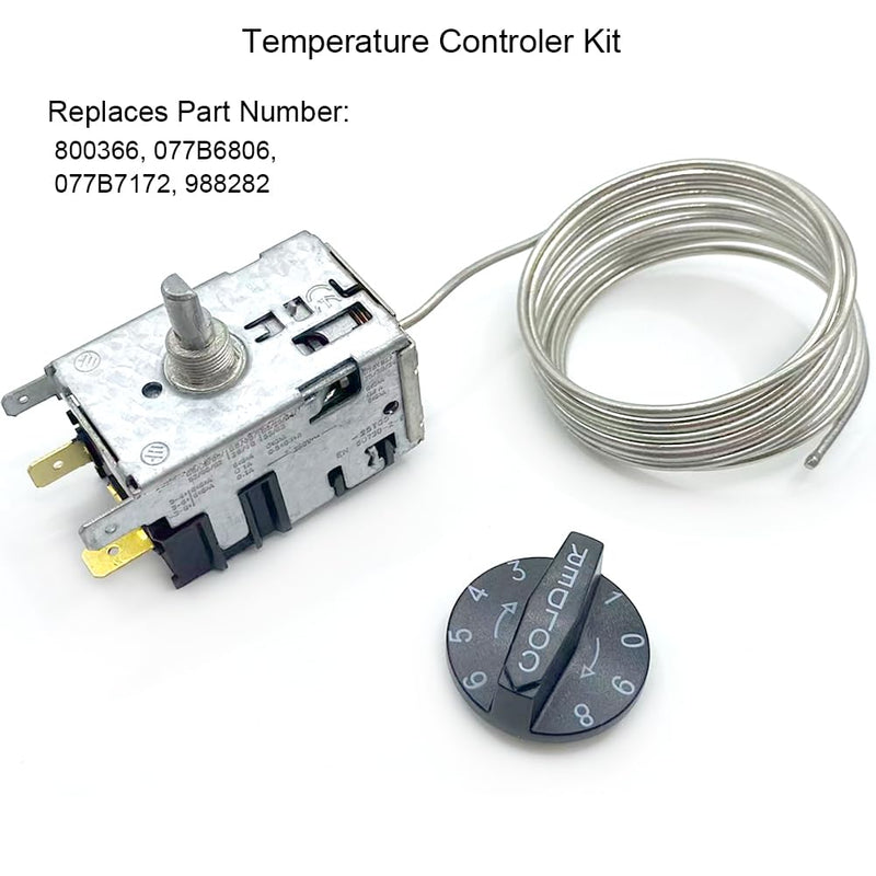 800366 Temperature Controler Kit Compatible with True Refrigerator, Refrigerator Thermostat with 76in Coil Sensing, Replaces 077B6806 077B7172 988282