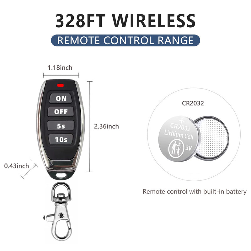 220v Automatic Remote Vacuum Switch， Wireless Remote for Dust Collector and Table Saw Tools Starter Outlet Switch, 5S 10S Delay OFF(Battery Included) 220V