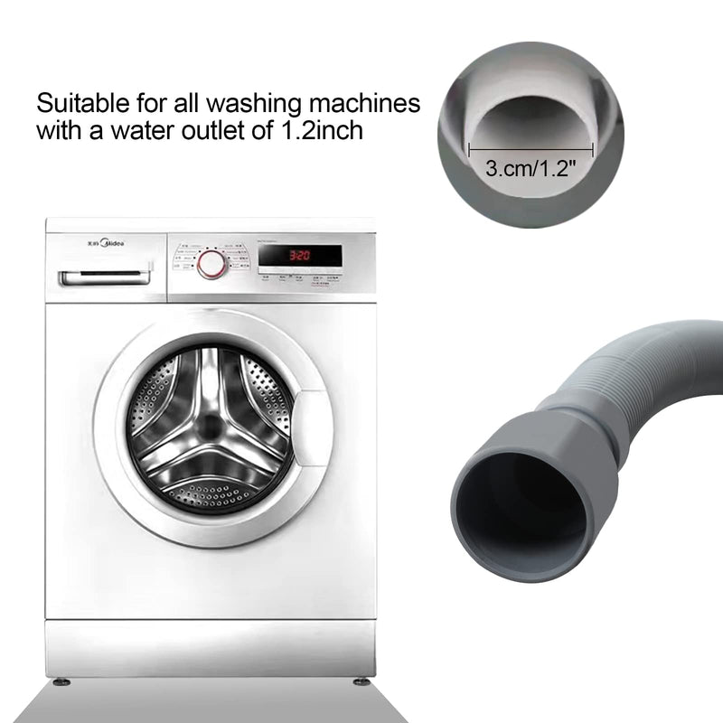 Universal Washing Machine Drain Hose Extension Kit Includes 23FT Corrugated and Flexible Washing Machine Drain Hose Replacement, U-Bend Hose Holder, Extension Adapter and 4 Pieces Clamps (23) 23 Feet