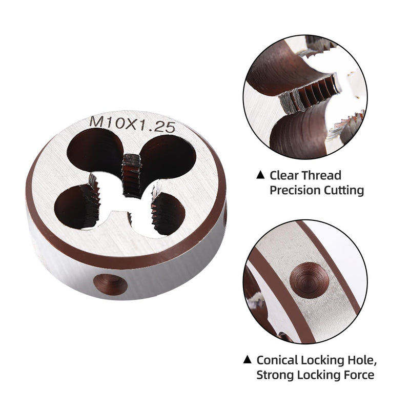 M10 x 1.25 Metric Thread Tap and Die Set, M10 x 1.25mm High-speed Steel Machine Tap Die Set Right Hand
