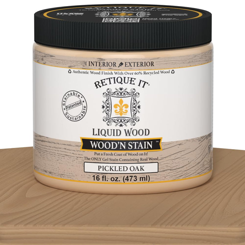 Retique It Wood'n Stain - Liquid Wood Gel Stain Interior/Exterior (16 oz (Pint), 70 Pickled Oak) 16 Fl Oz