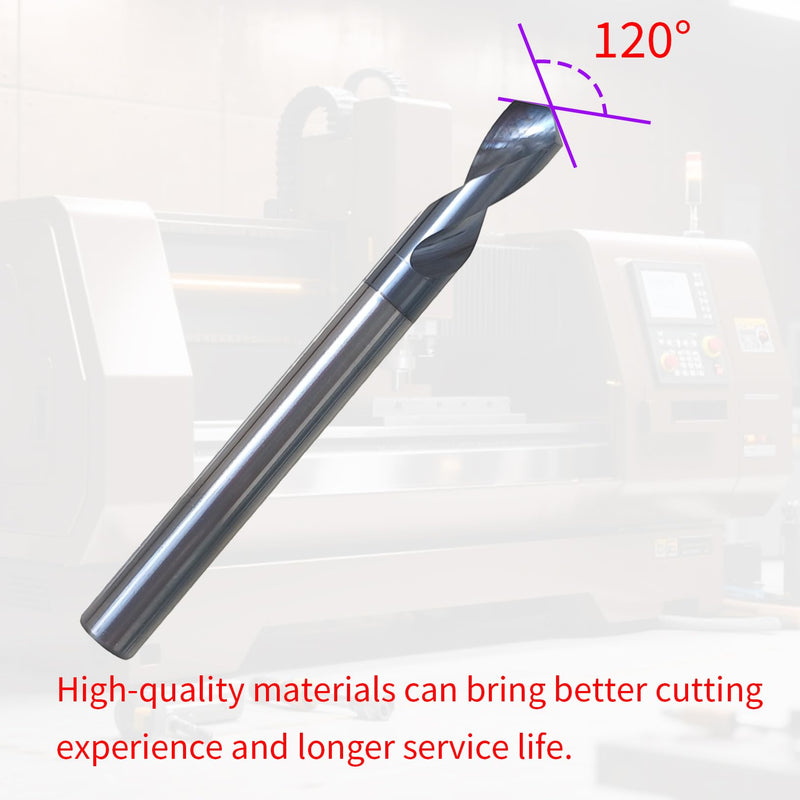 1/4" Carbide Spotting Drills, 2-1/2" Overall Length, 2 Flute, 120 Degree, 1/4" Shank Diameter, 3/4" Flute Length, AlTiN Coated, Spot Drill 1/4 in