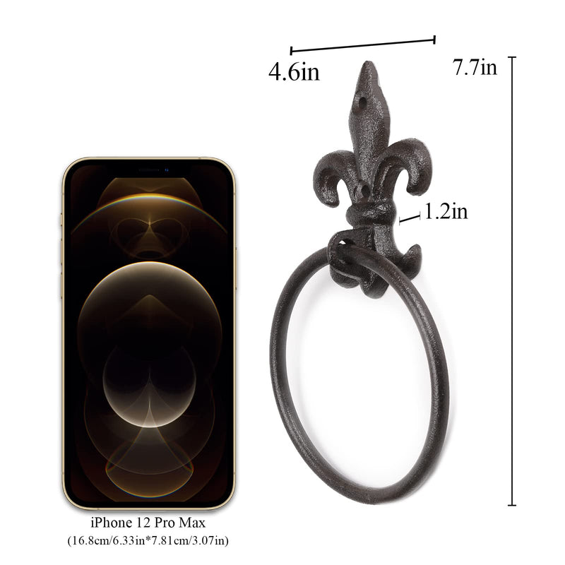 BRASSTAR Towel Ring Cast Iron Spear Shape Rust Color Towel Hanger Bathroom Towel Hook Wall Decoration 4.6 Inches Diameter TQGJPT281