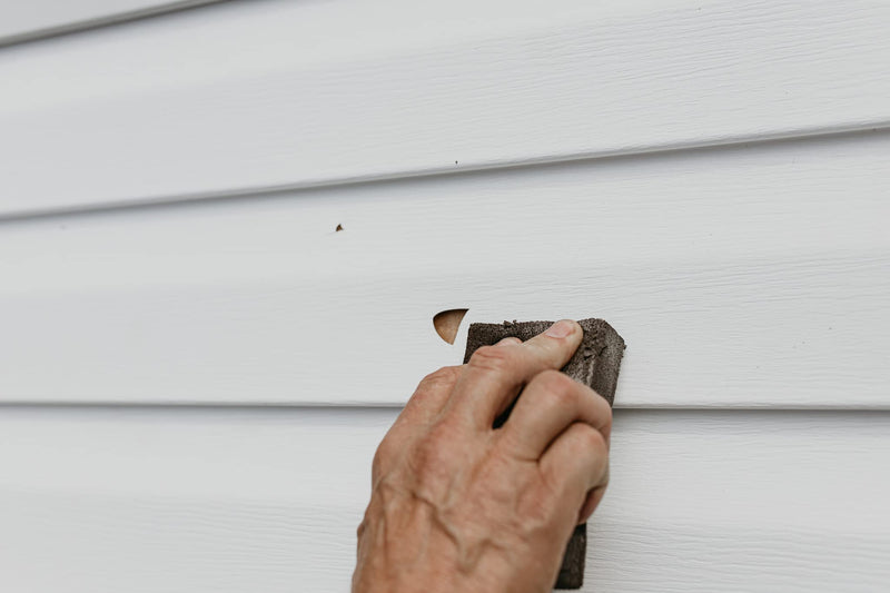 Mendyl Vinyl and Stucco Siding Repair Kit - Cover Any Cracks Holes or Blemishes - White Durable Self-Adhesive Paintable Vinyl Siding Patch Cut to Fit and Cover Any Cracks - 2 Patches (10) 10