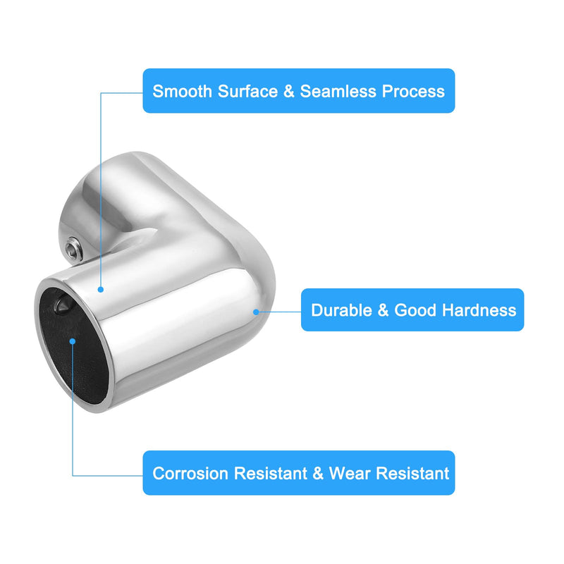 uxcell 2pcs Boat Handrail Fitting, 2-Way Elbow Pipe Connector Marine Grade 316 Stainless Steel Pipe Fitting Connector 2.6mm for 1" OD Tube Shelves Display Racks with Wrench