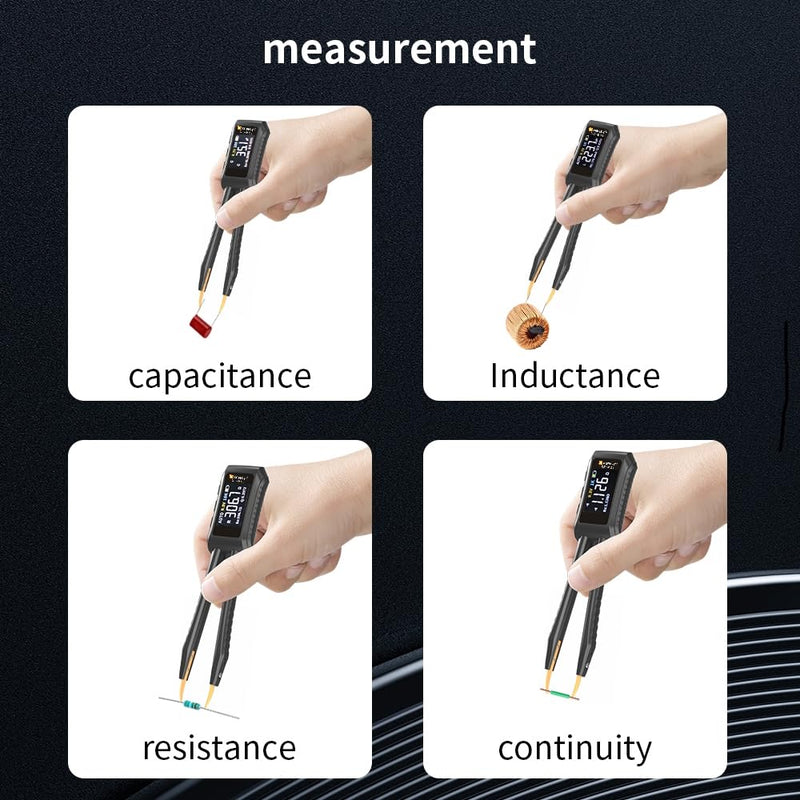 10KHz LCR Meter Tweezer Digital Smart SMD Tester Mini ESR Meter, Capacitance Inductance Continuity Resistor Voltage Diode Tester 9999 Count Electronic Component Analyze Portable Tools
