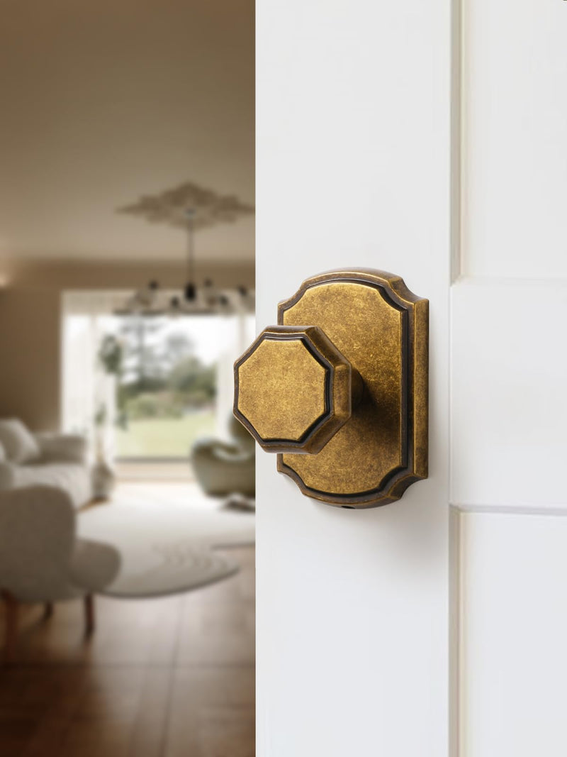 2 Pack Dummy Antique Brass Door Knobs Interior Dummy Door Handle Single Sided Decorative,Zinc Alloy 2