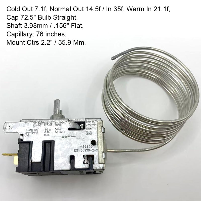 800366 Temperature Controler Kit Compatible with True Refrigerator, Refrigerator Thermostat with 76in Coil Sensing, Replaces 077B6806 077B7172 988282