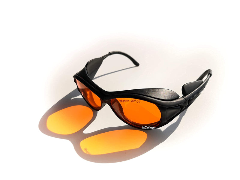 MCWlaser Laser Safety Glasses 190-540nm Protective Goggles CE for UV Lamp Ultraviolet/Blue/Green Laser Absorption Type EP-3 Style 2