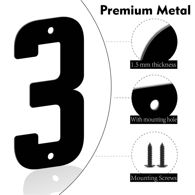 5 Inch Modern Metal House Numbers, Metal Letter, Black Door Number, Metal Mailbox Numbers and Letters, Metal House Address Letters and Numbers for Outside Signs (A) 5 Inch Black A