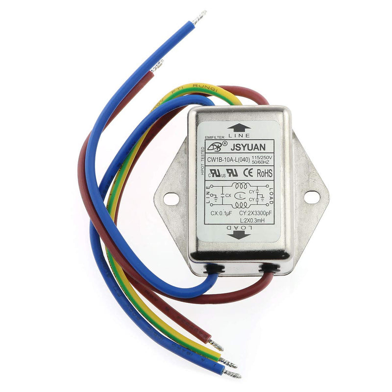 E-outstanding EMI Filter 115/250VAC 10A Suppressor Power Noise Filter With Wire