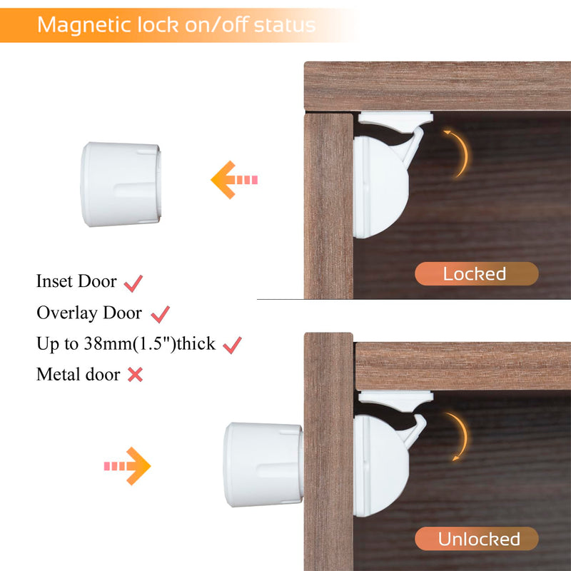 Magnetic Baby Proofing Cabinet Locks - Child Safety for Cabinets, Drawers & Cupboards - 10 Locks 2 Keys - No Drilling Easy Install by DOMILE