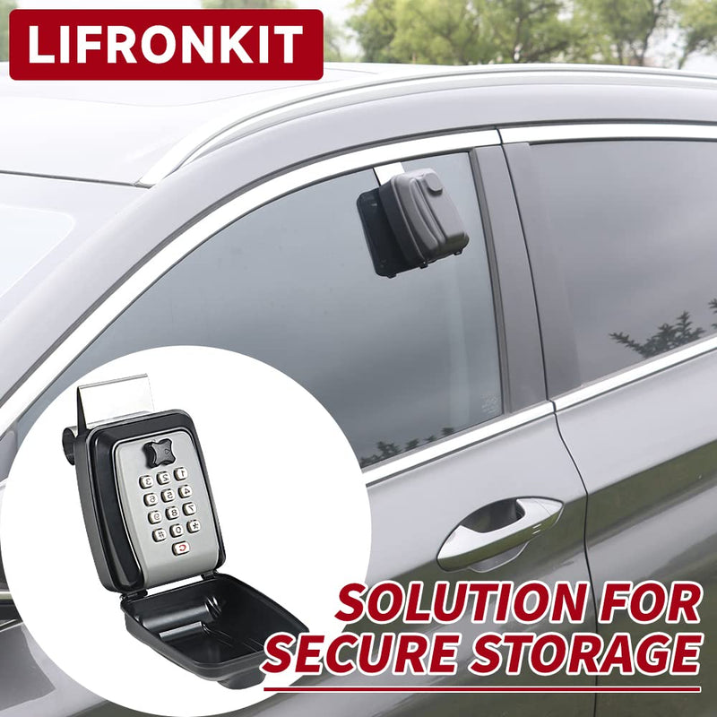 Car Window Punch Button Lock Box, Black Portable Car Key Lock Box, Sturdy Waterproof Large Capacity Lock Box for Turo, Ride Share, GetAround Anti-Theft Devices for Vehicles Key Lock Box - Classic Style